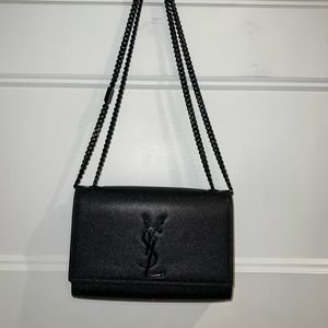 Kate Small YSL Grain de Poudre Chain Shoulder Bag, Black Hardware